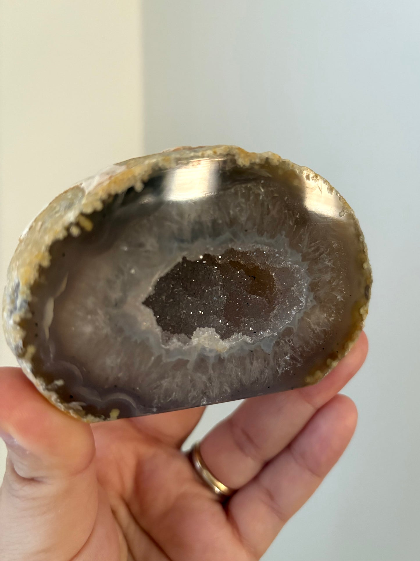 Agaat staander met druzy #1