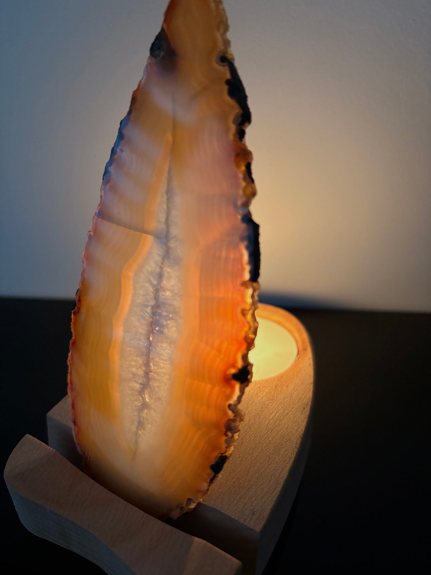 Losse Agaat schijf (met lichtjes Amethist)