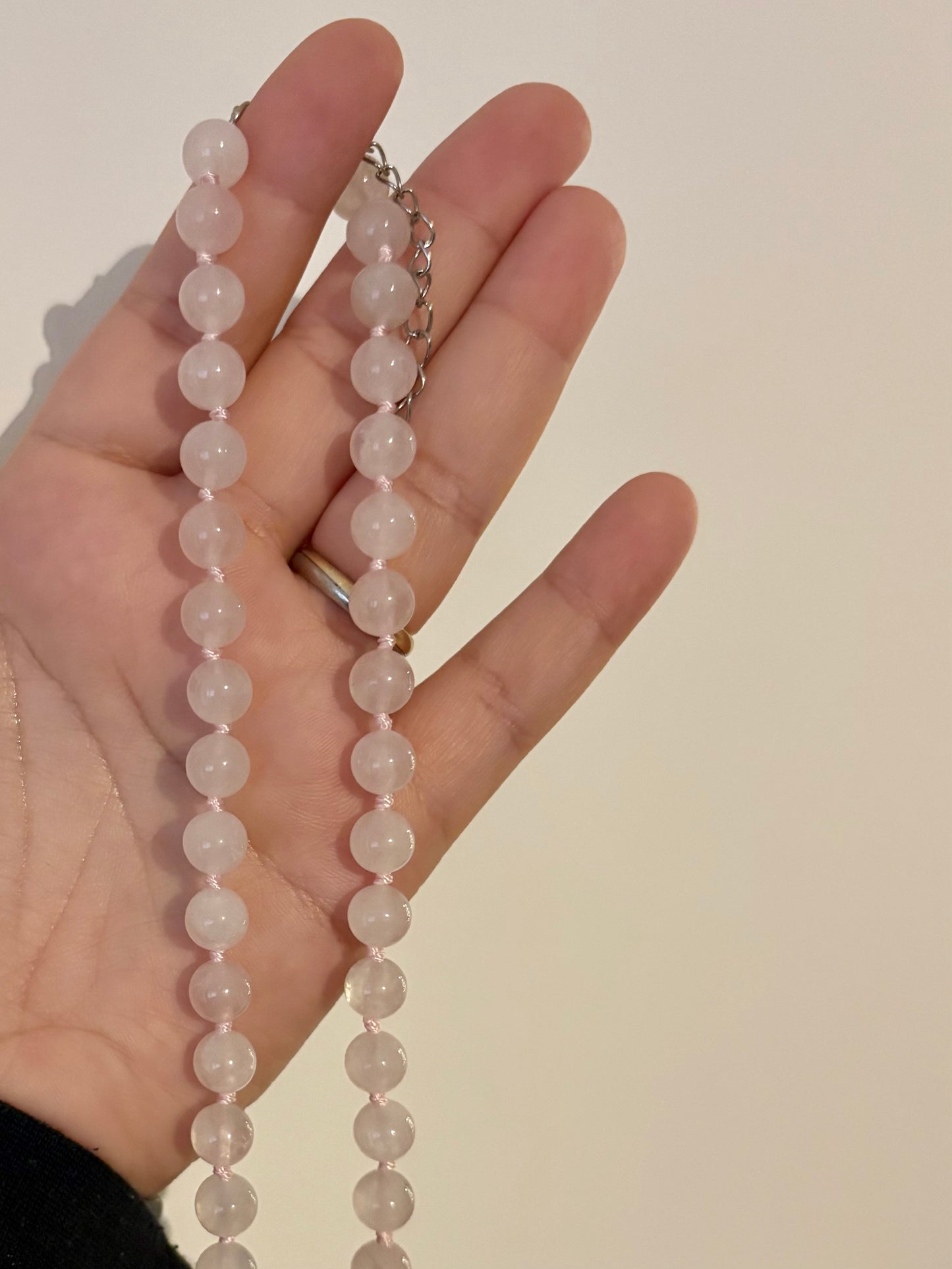 Rozenkwarts ketting 45cm - 8mm