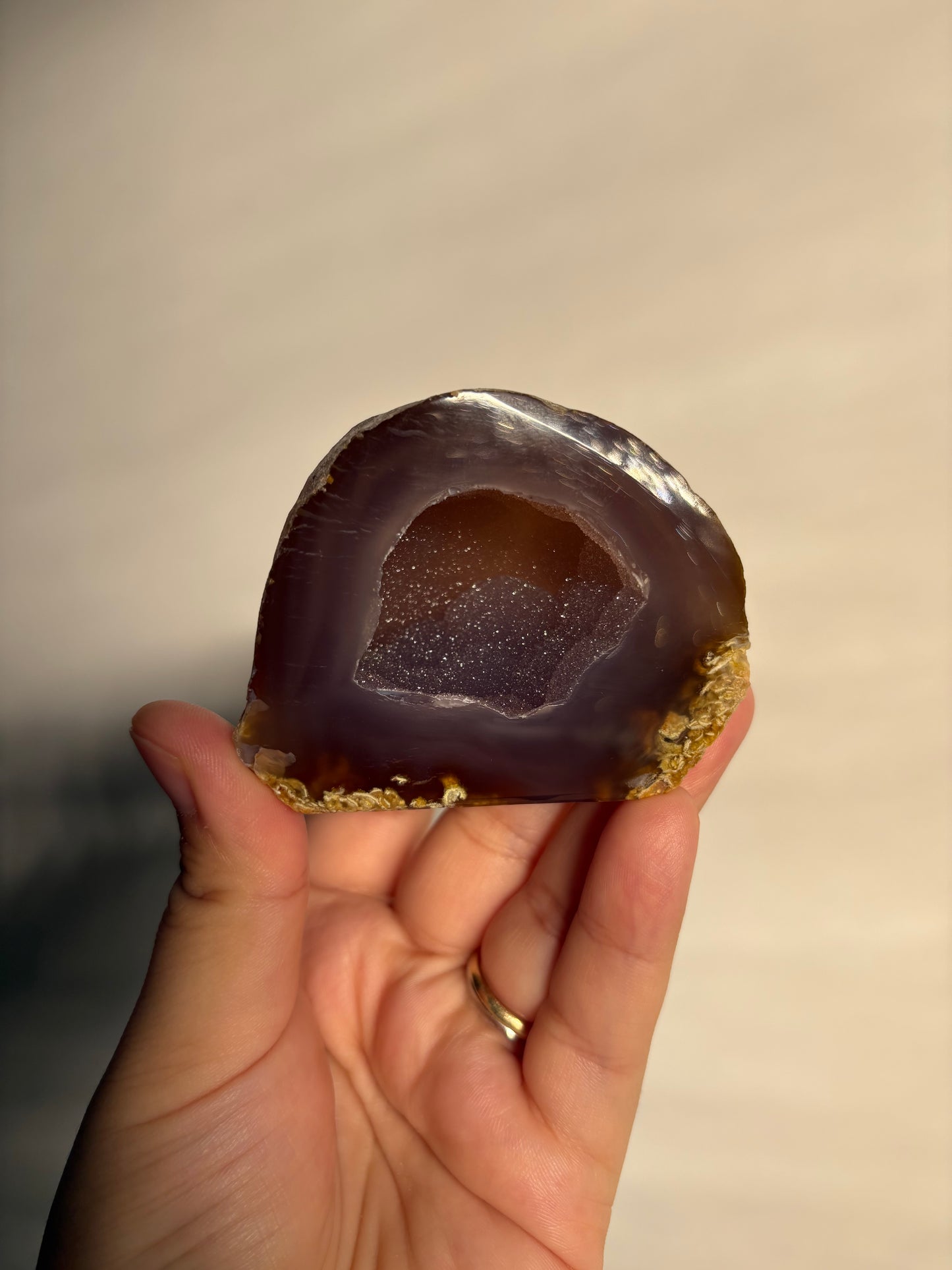 Agaat staander met druzy #4