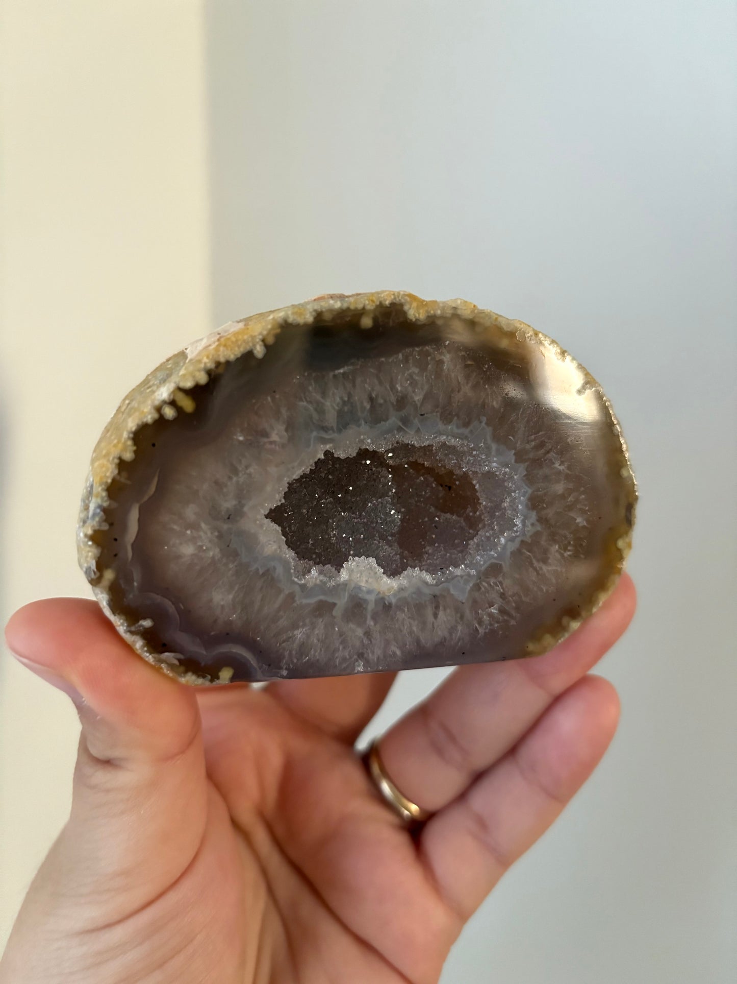 Agaat staander met druzy #1