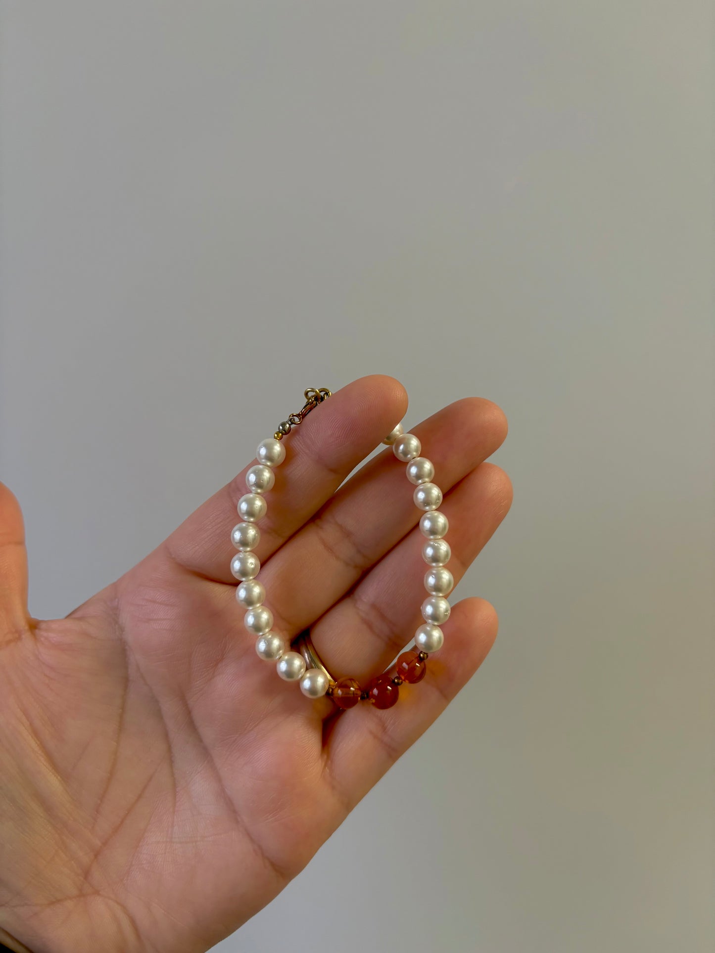 2ekansje - Parel en Barnsteen armband